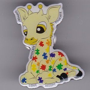 Amazon PECCY Autism Awareness Giraffe Love Accept Support Educate Employee Pin